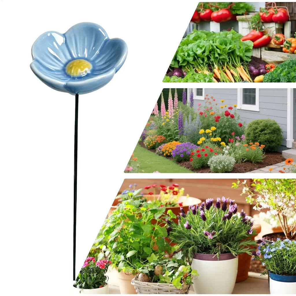 Ceramic Bee & Bird Waterer Bowl – Decorative Yard Water Feeder Bird & Bee Waterer Qme