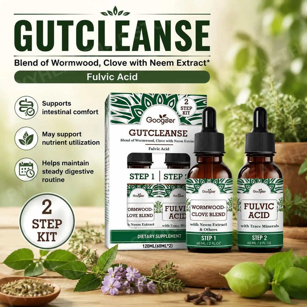 Googeer Fulvic Acid Gut Cleanse Drops – MCT & Wormwood Oil Kit Gut Cleanse Drops Qst