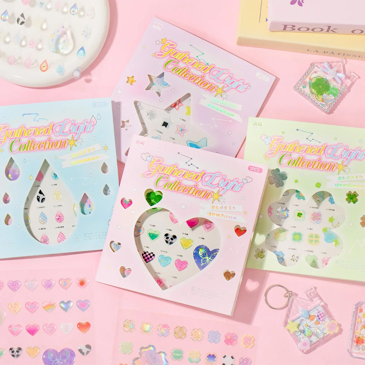 Laser Silver Epoxy Sticker Sheet – Heart & Shamrock DIY Decor DIY Craft Stickers Qme
