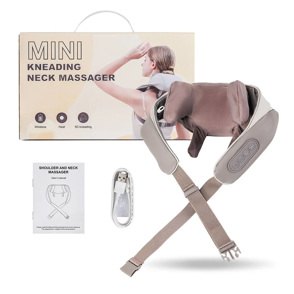 Shiatsu Neck & Shoulder Massage Shawl – Kneading Trapezius Shiatsu Massage Shawl Qst Brown USB Type-C