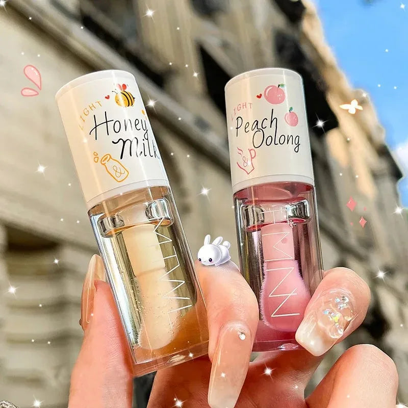 REAROYA White Peach Honey Lip Oil – Moisturizing Lip Gloss Lip Oil Gloss Qst