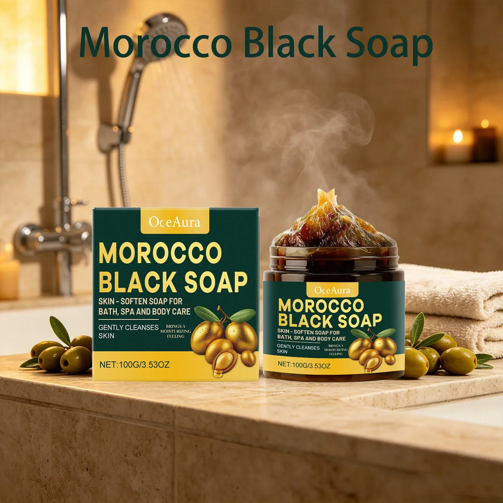 Oceaura Morocco Black Soap – Moisturizing Gentle Body Cleanser Moroccan Black Soap Qme
