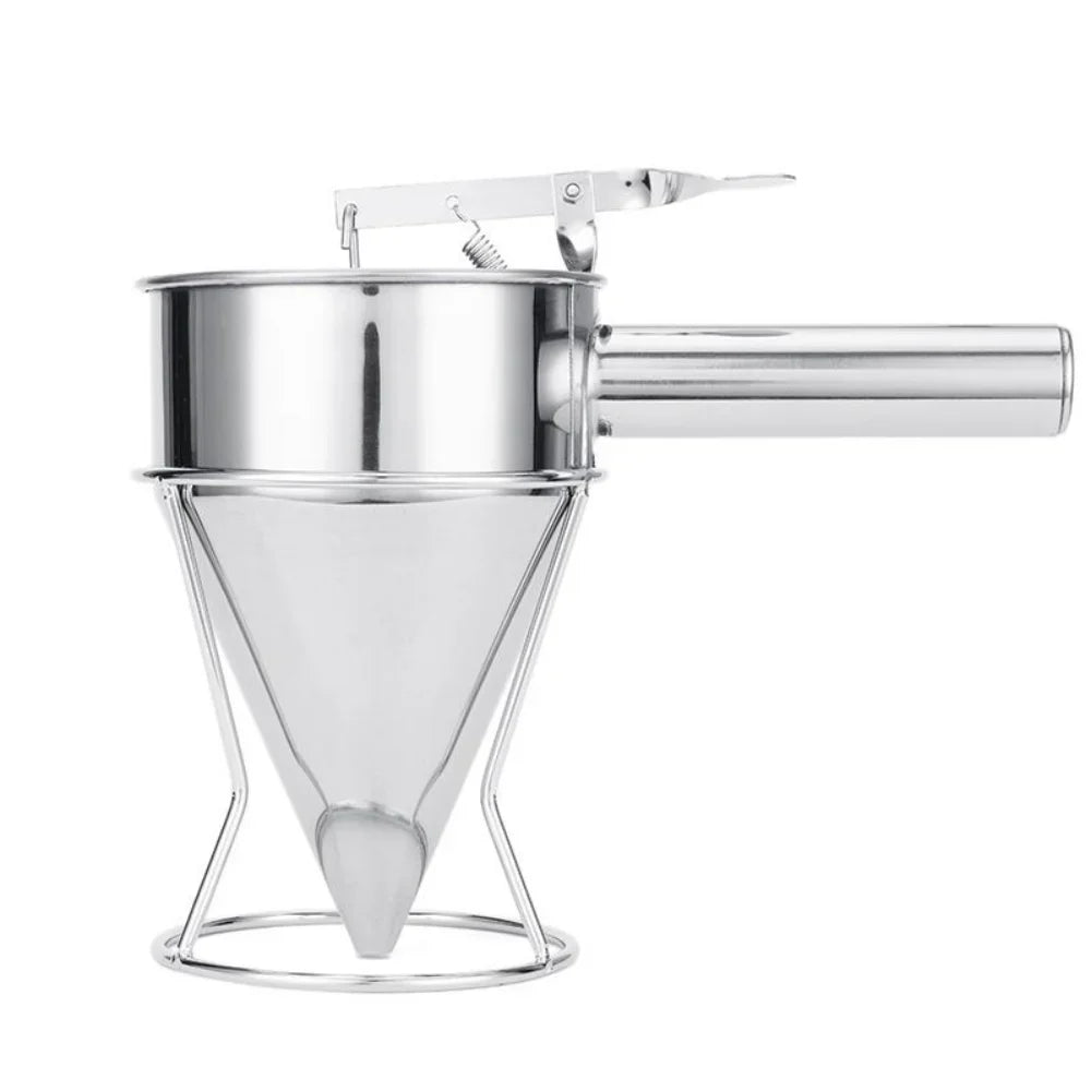 Stainless Steel Batter & Oil Funnel Dispenser with Holder Batter Funnel Dispenser Qme