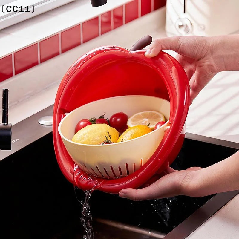 Fruit-Shaped Drain Basket & Veggie Washing Basin – Thickened Drain Basket Colander Qme