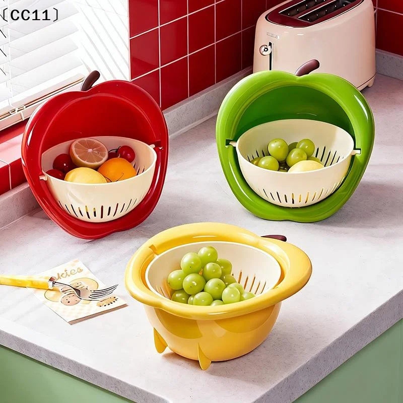 Fruit-Shaped Drain Basket & Veggie Washing Basin – Thickened Drain Basket Colander Qme