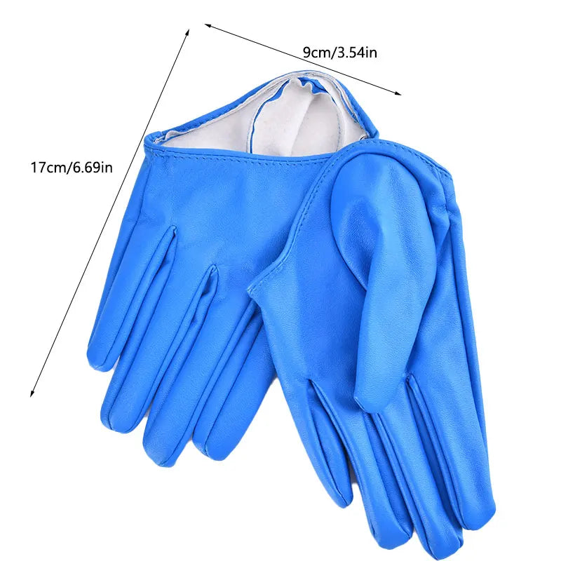 Women's Half Palm PU Leather Gloves – Dance & Party Fashion Dance Gloves Qst