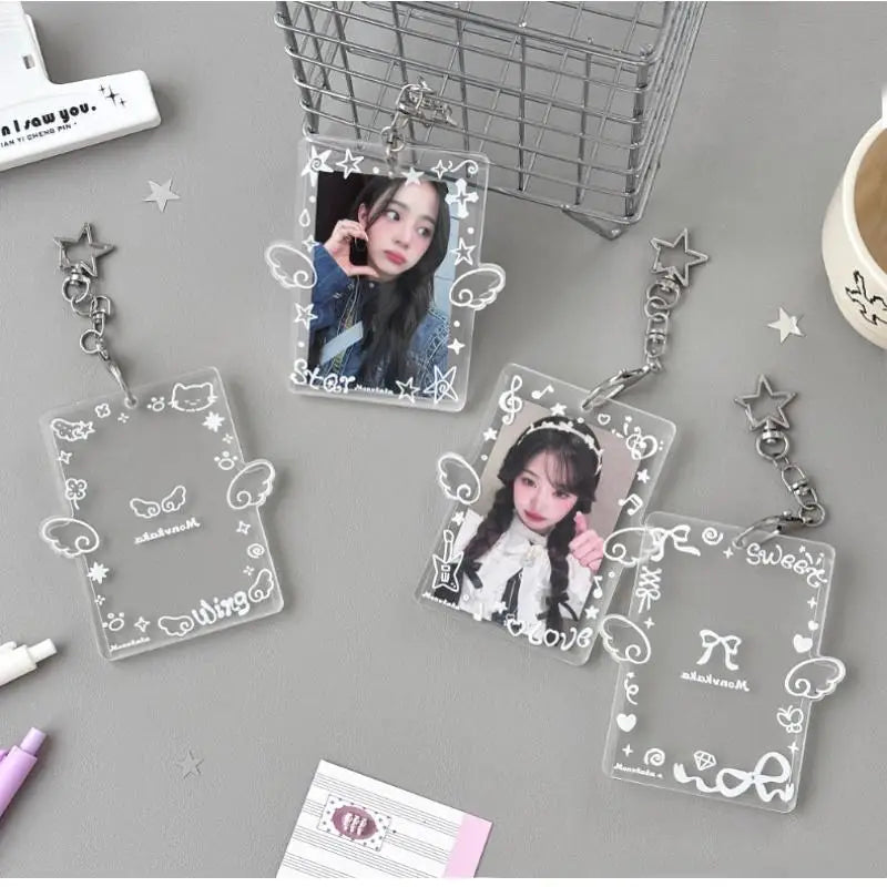Clear Acrylic Photocard Holder Wing Star Keychain – 4 Colors Photocard Keychain Qme