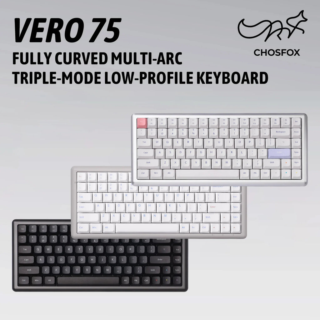 CHOSFOX Vero75 Low Profile Mechanical Keyboard QMK VIA 84 Key Mechanical Keyboard Qme