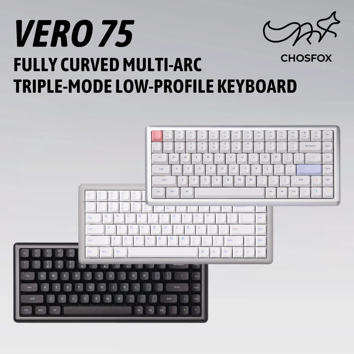 CHOSFOX Vero75 Low Profile Mechanical Keyboard QMK VIA 84 Key Mechanical Keyboard Qme