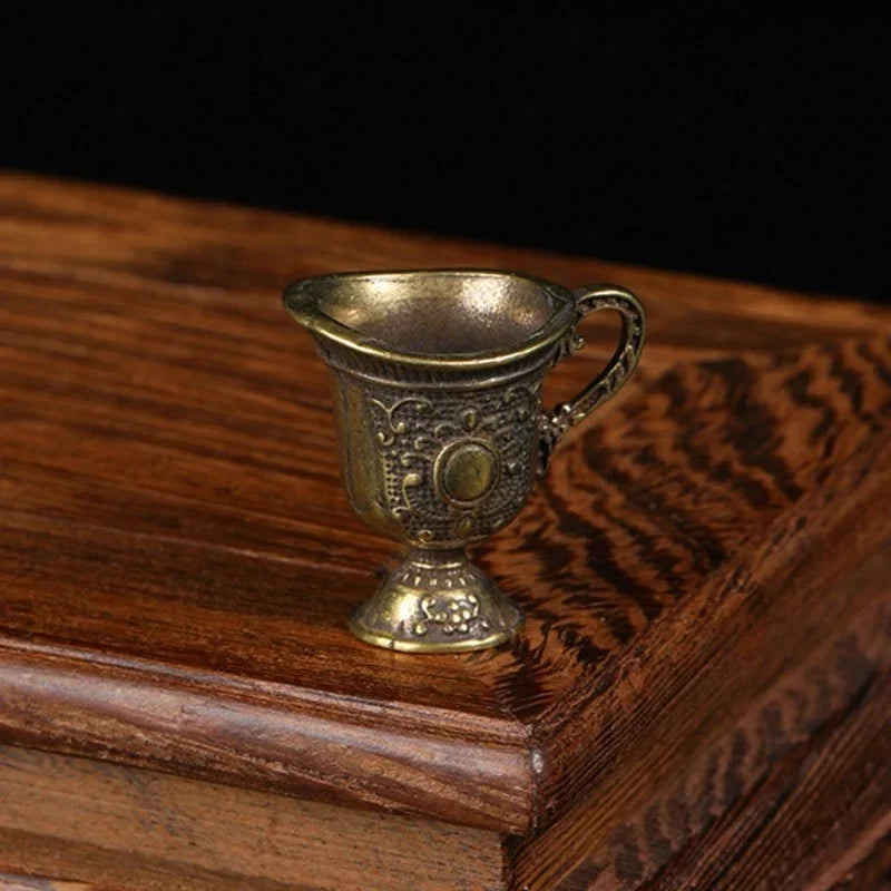 Antique Brass Buddha Mini Teacup Bucket Copper Charm Pendant Decorative Brass Charm Qme