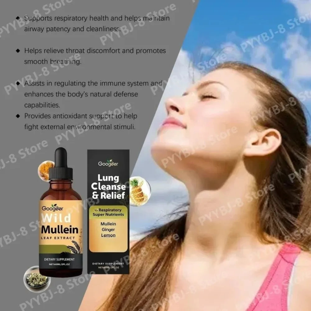 Wild Mullein Leaf Extract Drops – Ginger & Lemon Peel 60ml Herbal Liquid Supplement Qst