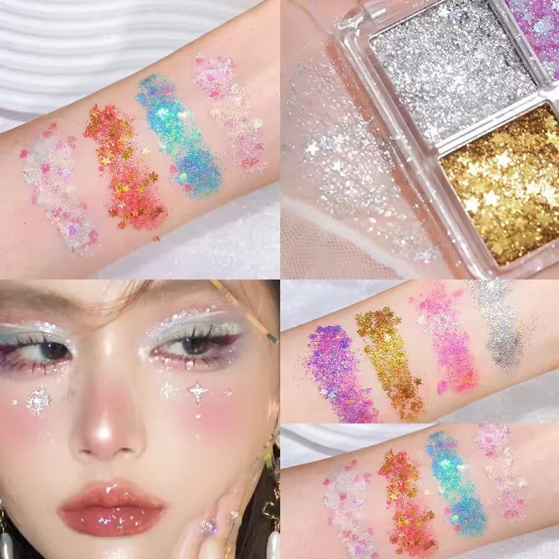 Mini 4-Pan Eyeshadow Palette Pearl Glitter Pink Shimmer Eyeshadow Palette Qme