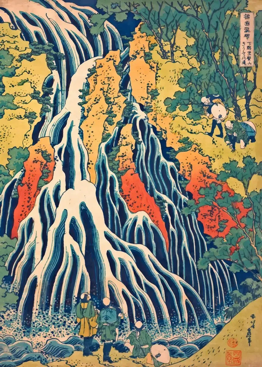 Hokusai Ukiyo-e Japanese Waterfall Canvas Print | Vintage Wall Art Canvas Wall Art Qst DM41-10 40x60cm Unframed