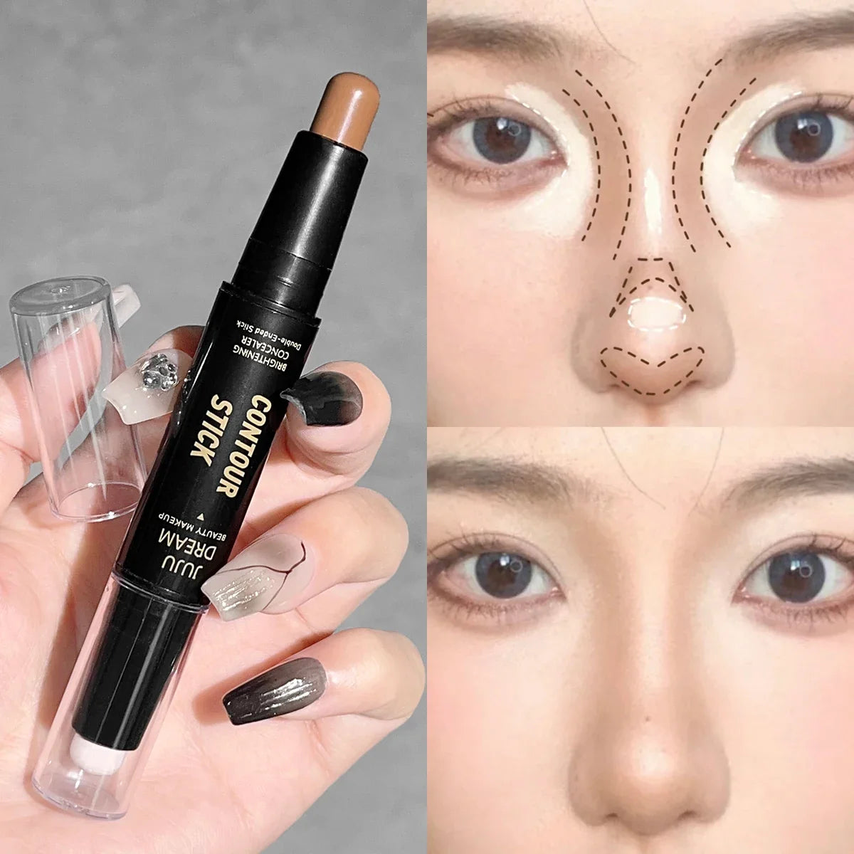 Dual-Ended Contour & Highlighter Stick – Matte Long-Lasting Contour Highlighter Stick Qme