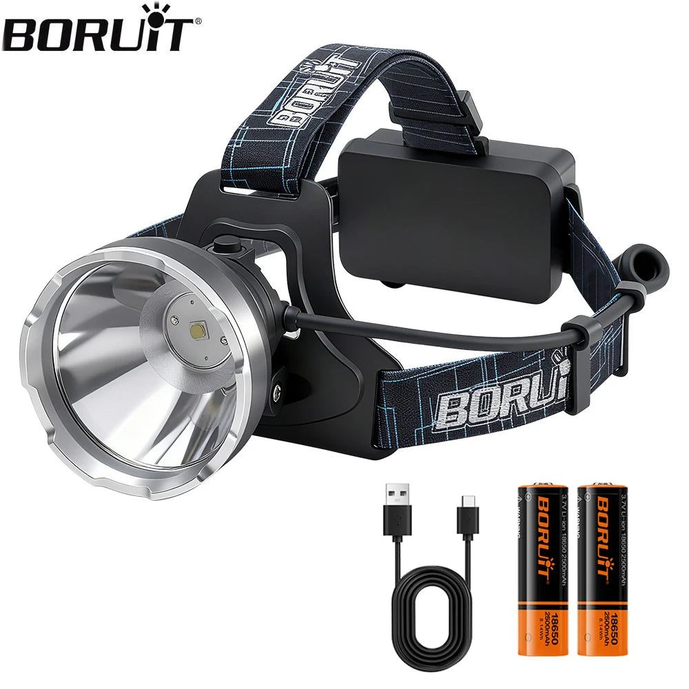 BORUiT B10 3800LM LED Headlamp – Type-C Rechargeable LED Headlamp Qst