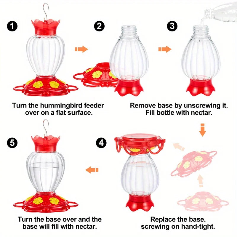 Hummingbird Hanging Water Feeder with Ant-Proof Moat – Red Hummingbird Feeder Qme
