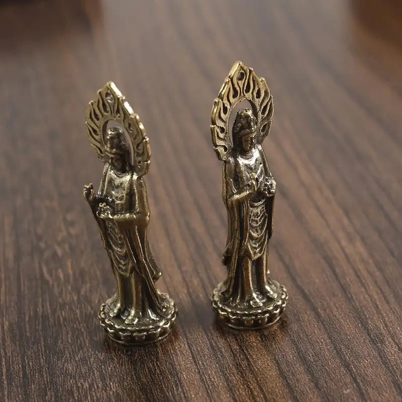 Copper Guanyin Buddha Statue 6cm – Buddhist Desktop Décor Buddhist Figurine Qme