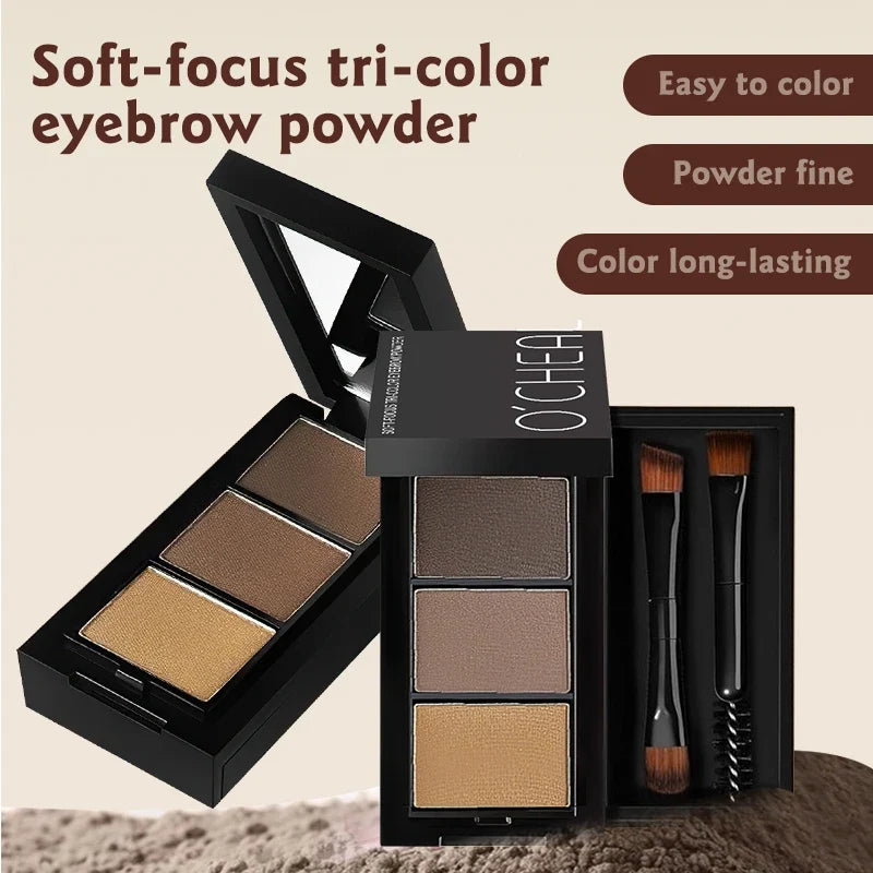 Qme Three-Shade Waterproof Eyebrow Powder – Long-Lasting Eyebrow Powder Qme