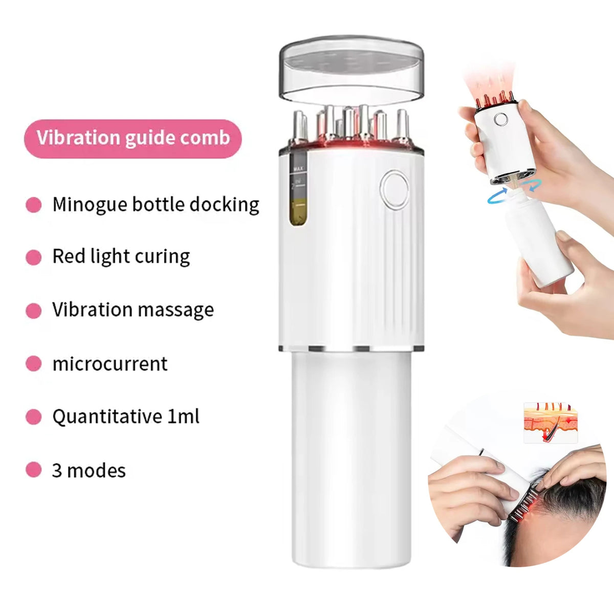 Vilnason 3-in-1 Electric Hair Oil Applicator & Scalp Massager Scalp Massager Applicator Qst