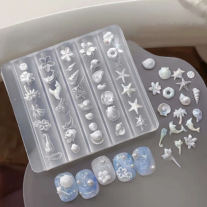 3D Silicone Nail Art Mold – Lily, Starfish & Sea Shell Designs Nail Art Mold Qst