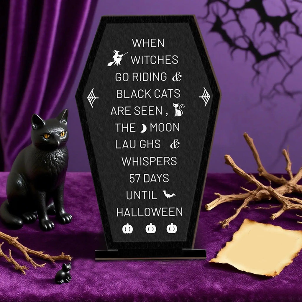 Halloween Coffin Wooden Table Sign & Message Board Display Halloween Table Decor Qme