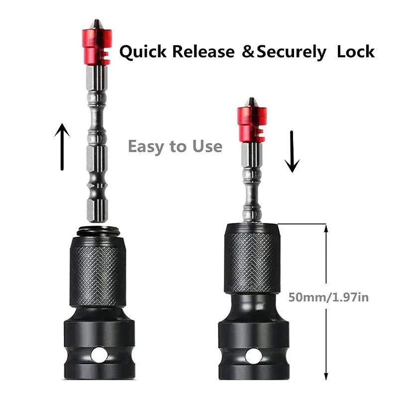 Impact Wrench Drill Adapter 1/2" to 1/4" Hex Converter Bit Power Tool Adapter Qme