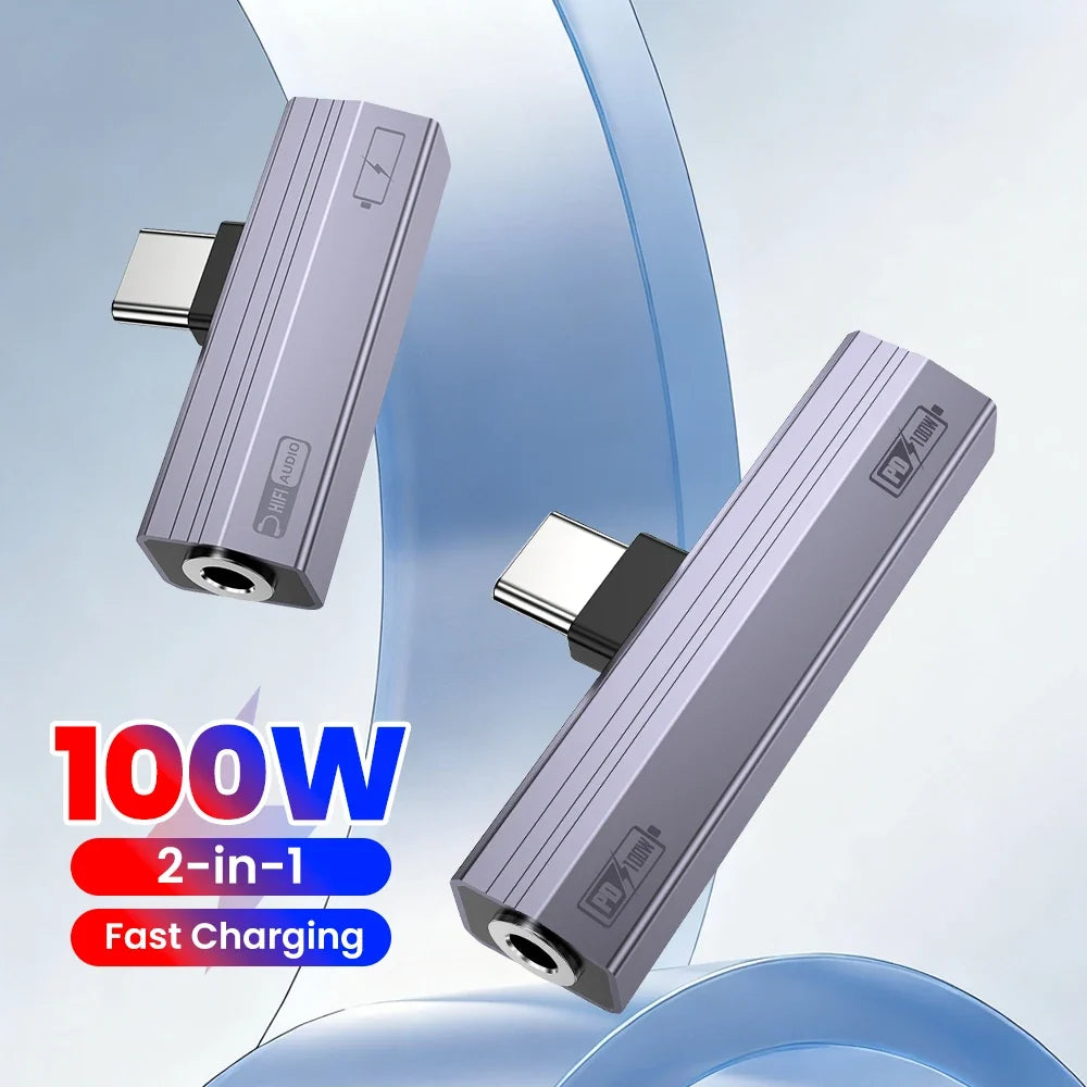 USB-C to 3.5mm Audio Adapter | 100W Fast Charging + Hi-Fi DAC USB-C Audio Adapter Qme