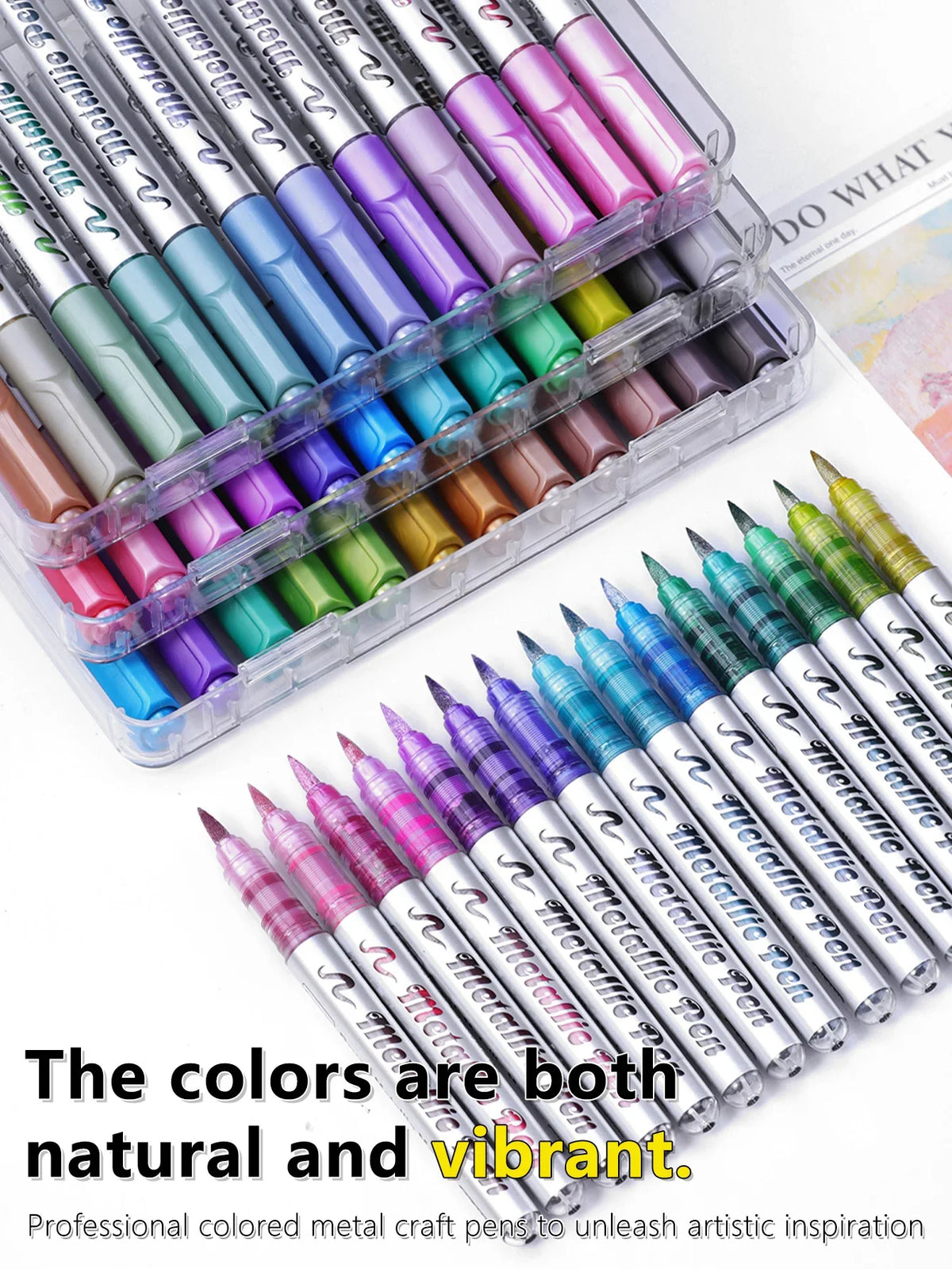 12 Metallic Brush Tip Marker Pens – Rock Painting & Crafts Metallic Marker Set Qme