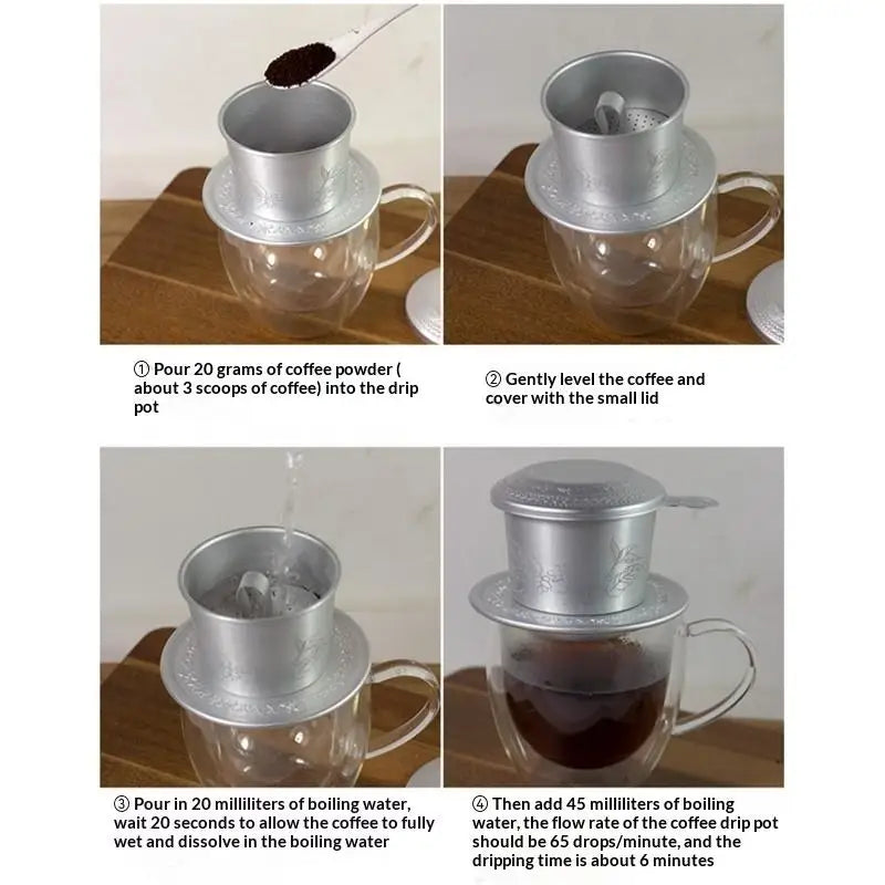 Portable Aluminum Vietnamese Coffee Dripper Filter – Compact Coffee Dripper Filter Qme