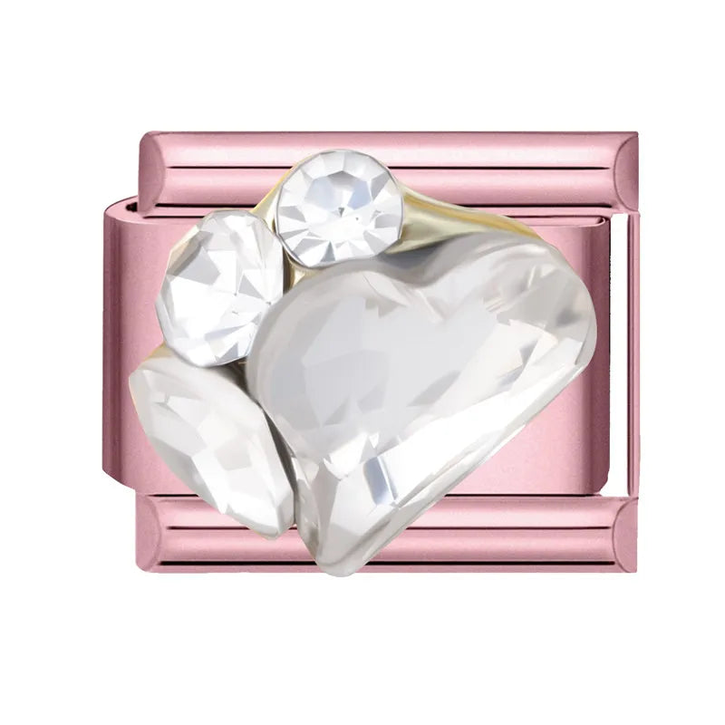 Zircon Bow & Star Italian Charm Links | Stainless Steel DIY