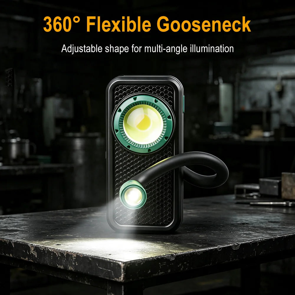BORUiT 800LM COB LED Work Light – Magnetic, Rechargeable Portable Work Light Qst