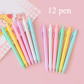 6-Pack Macaron Retractable Gel Pens | 0.5mm Quick-Dry Black Ink Gel Pen Set Qme 12 pen black