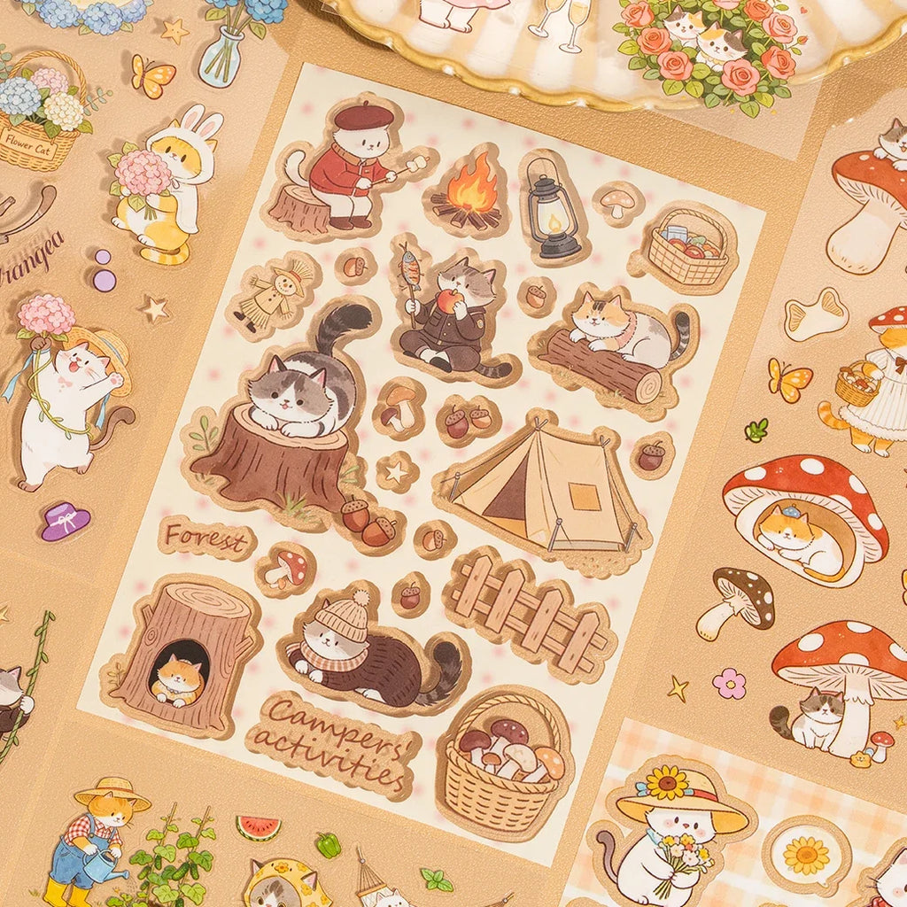 Cute Cat Die-Cut Sticker Book | DIY Scrapbook & Craft Stickers Decorative Sticker Book Qme