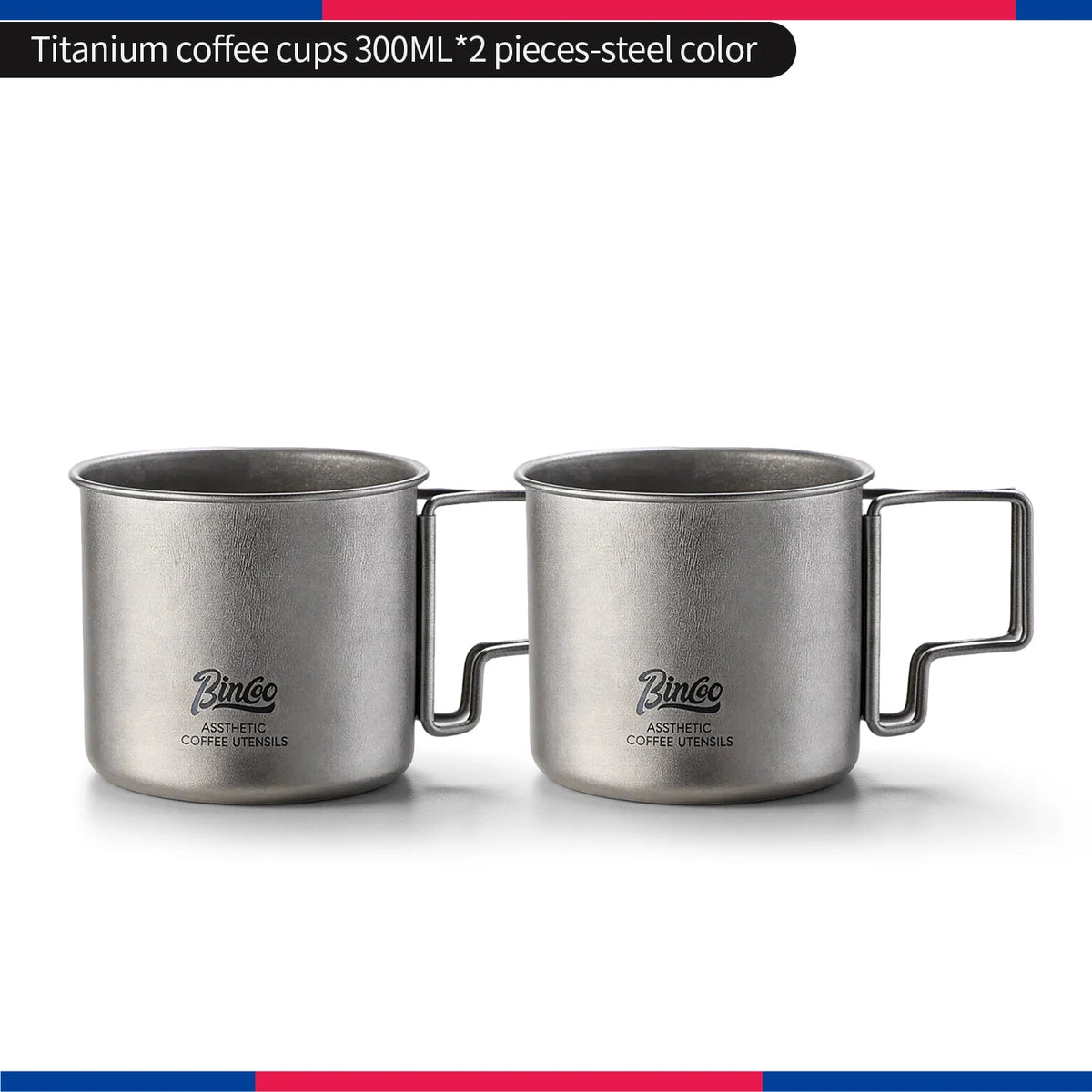 Bincoo Pure Titanium Folding Handle Mug – Camping Coffee Cup Titanium Camping Mug Qst A-2pcs