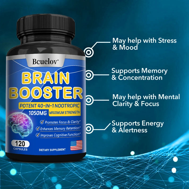 Brain Nutrition Capsules – 40-in-1 Vegan Focus Supplement Brain Health Supplement Qst