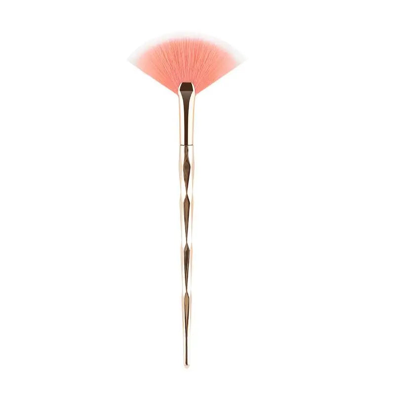 Fan-Shaped Highlighter Makeup Brush – Soft Synthetic Blush Makeup Brush Qst Rose Gold