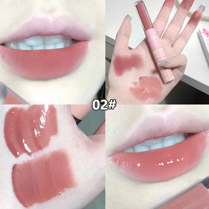 Double-Ended Lip Glaze – Matte & Mirror Water-Gloss | Qme Lip Glaze Qme S876-02