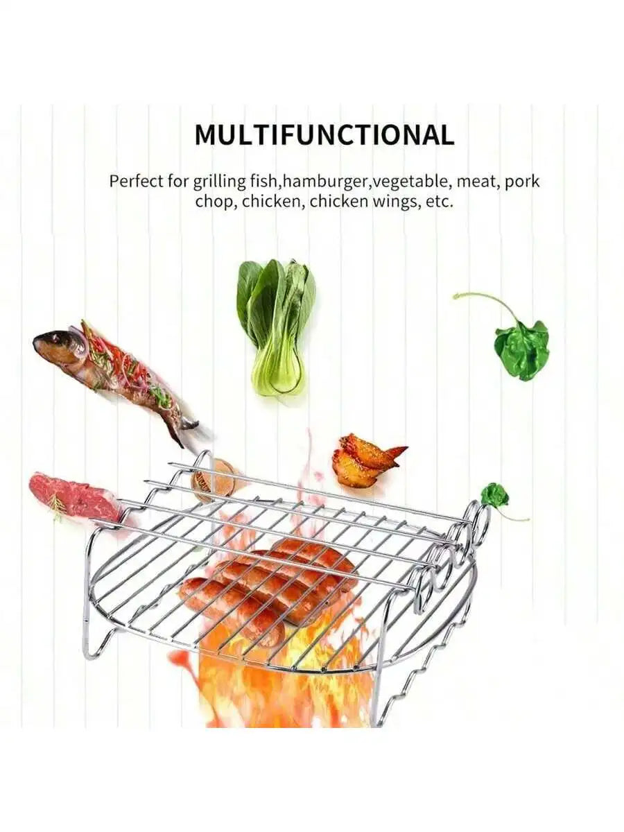 Stainless Steel Air Fryer Rack with 4 Baking Needles Air Fryer Rack Qme
