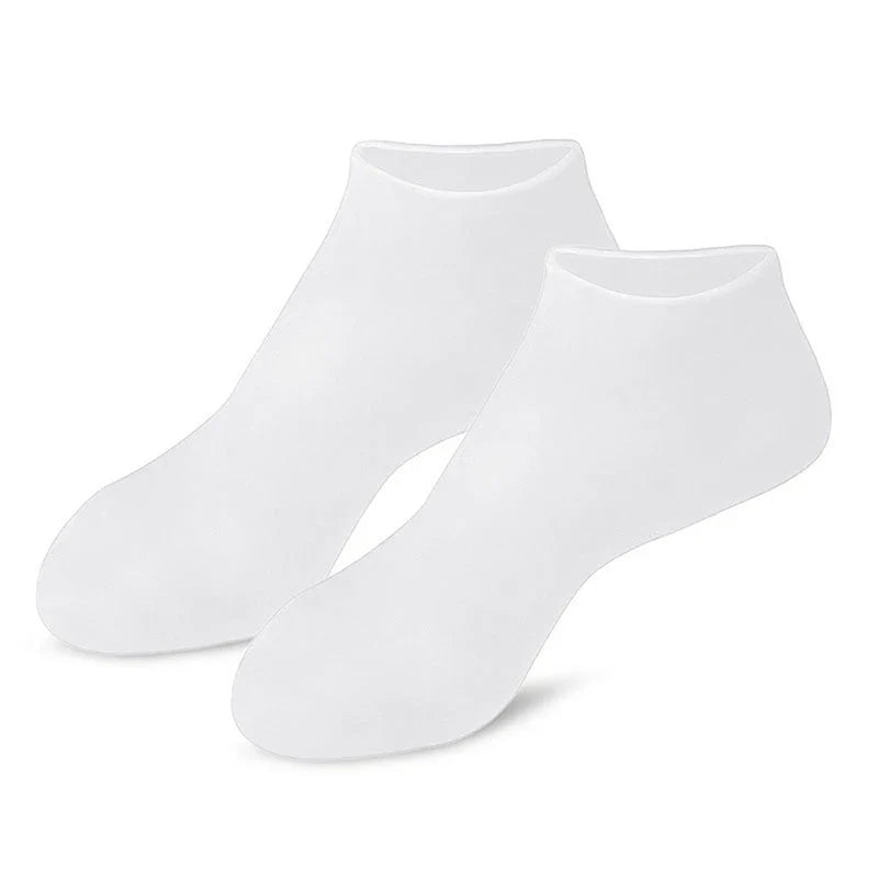 Silicone Moisturizing Gel Socks – Exfoliating Foot Spa (1 Pair) Moisturizing Foot Socks Qme White