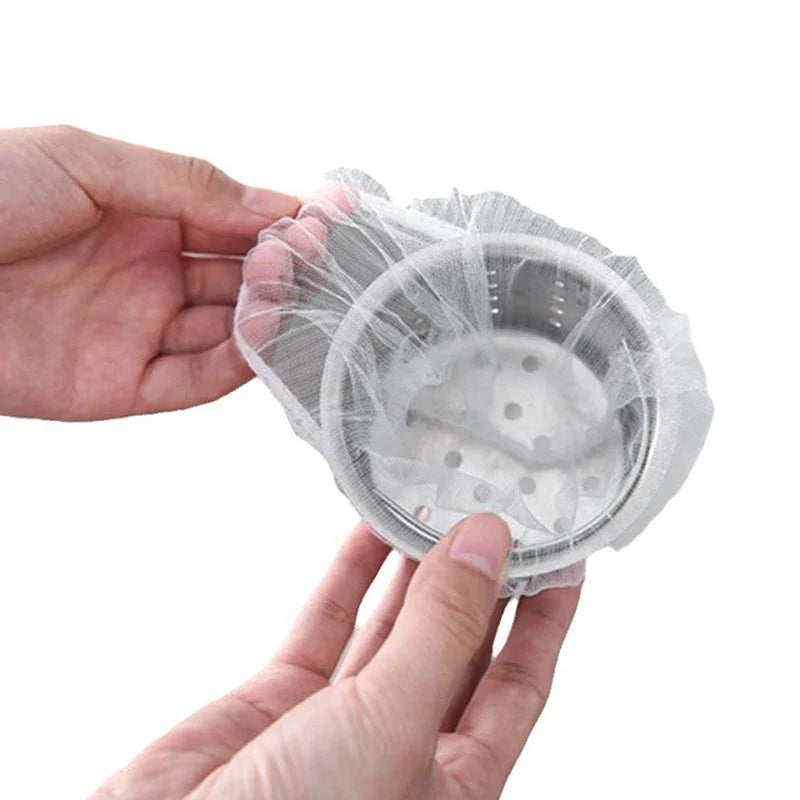 100-Pack Disposable Mesh Sink Strainer Bags – Drain Filter Sink Drain Strainer Bags Qme