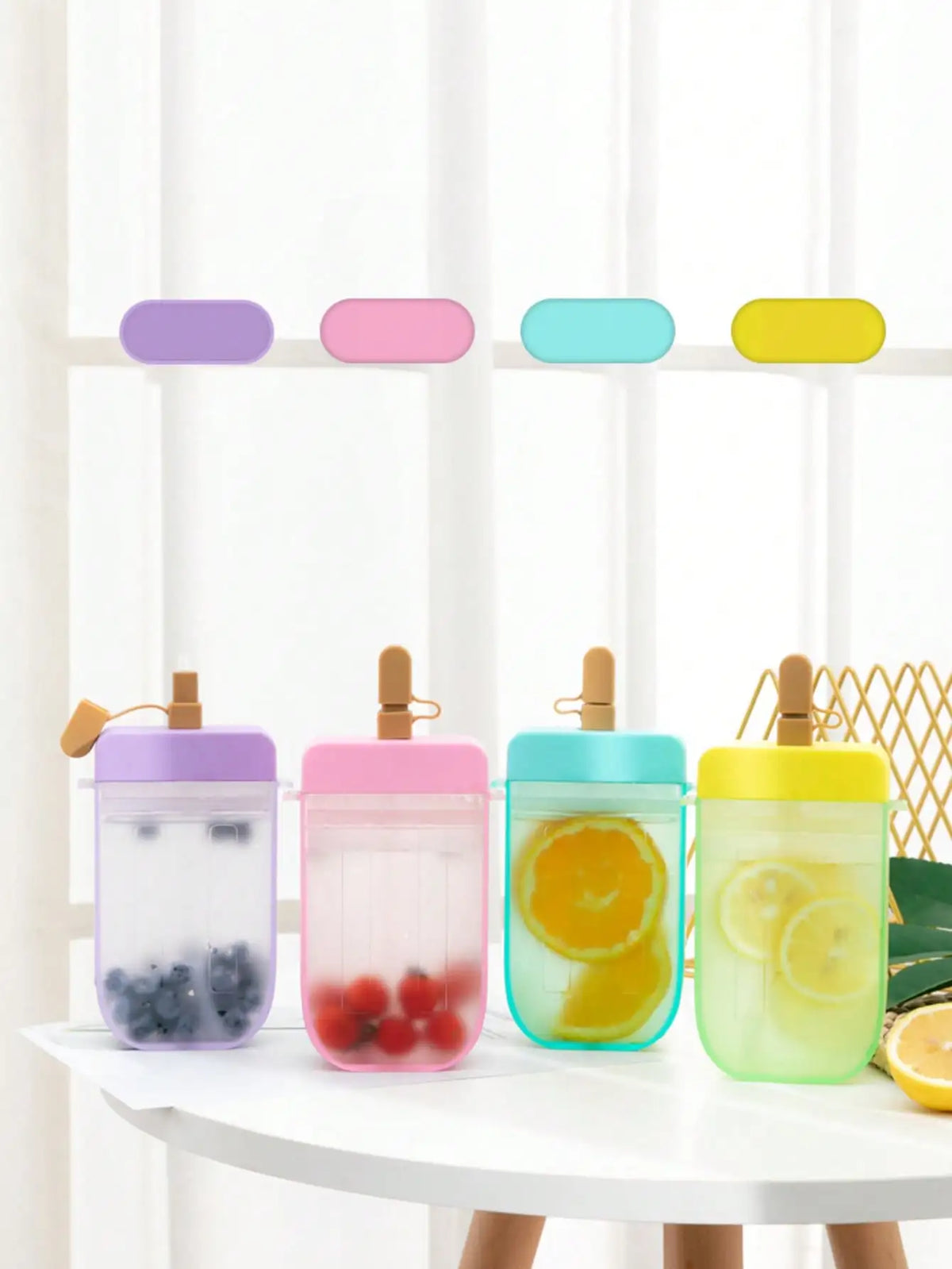 3D Ice Cream Popsicle Straw Cup – Heat-Resistant Plastic Novelty Straw Cup Qme
