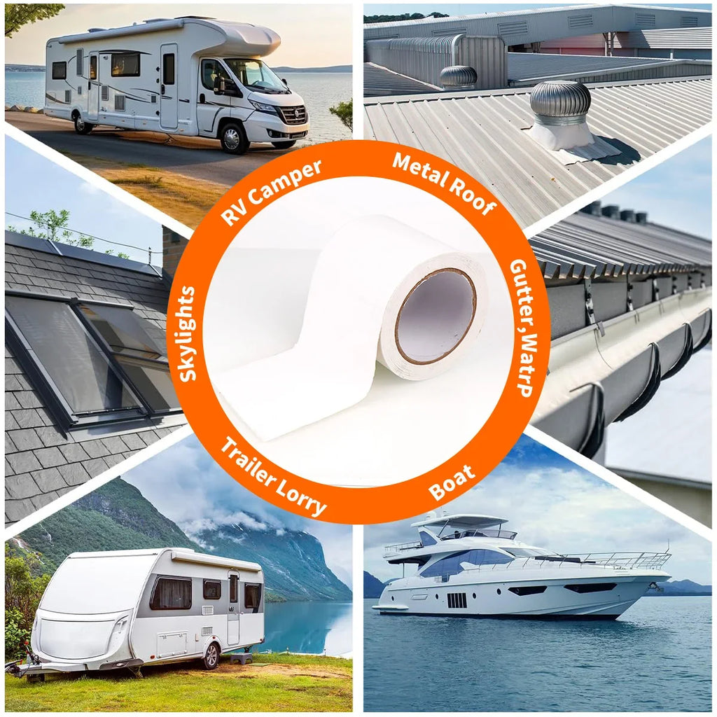 RV Roof Sealant Tape – Waterproof Weatherproof White Seal RV Roof Sealant Tape Qme