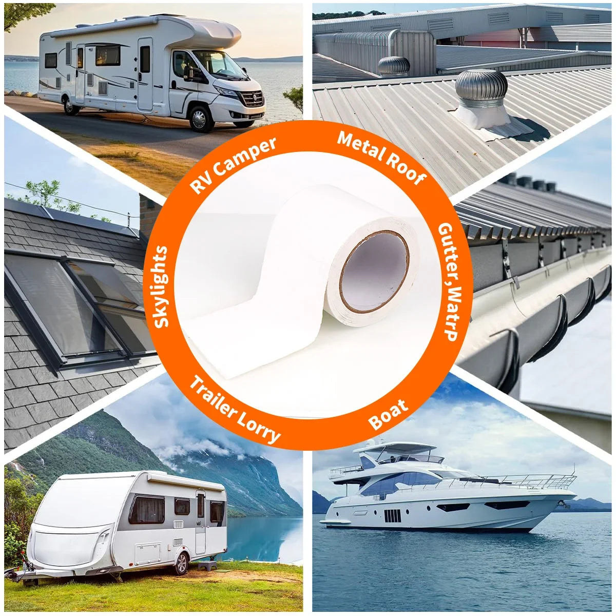 RV Roof Sealant Tape – Waterproof Weatherproof White Seal RV Roof Sealant Tape Qme