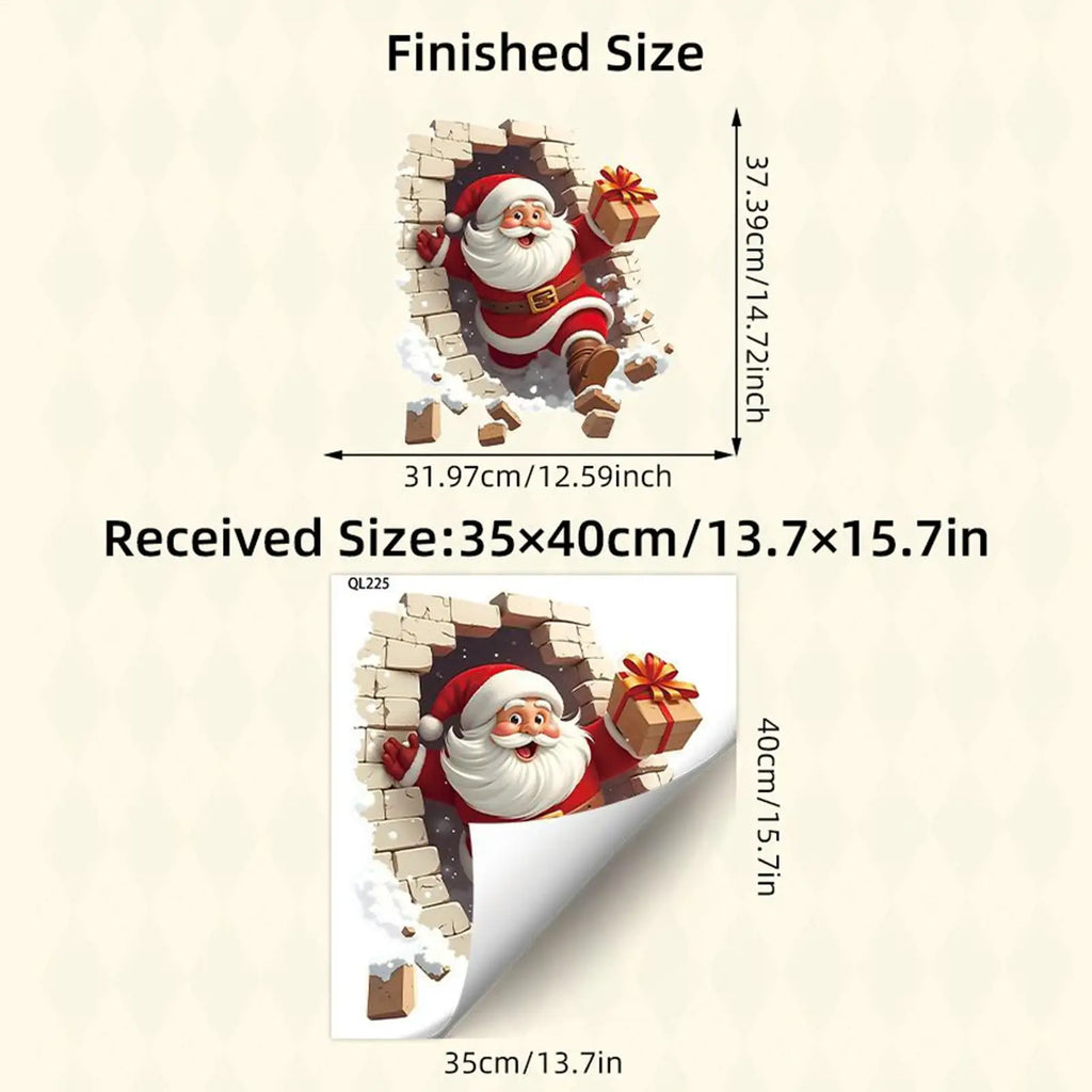 Santa Claus Christmas Wall Decal Holiday Sticker | 35x40cm Christmas Wall Decal Qme