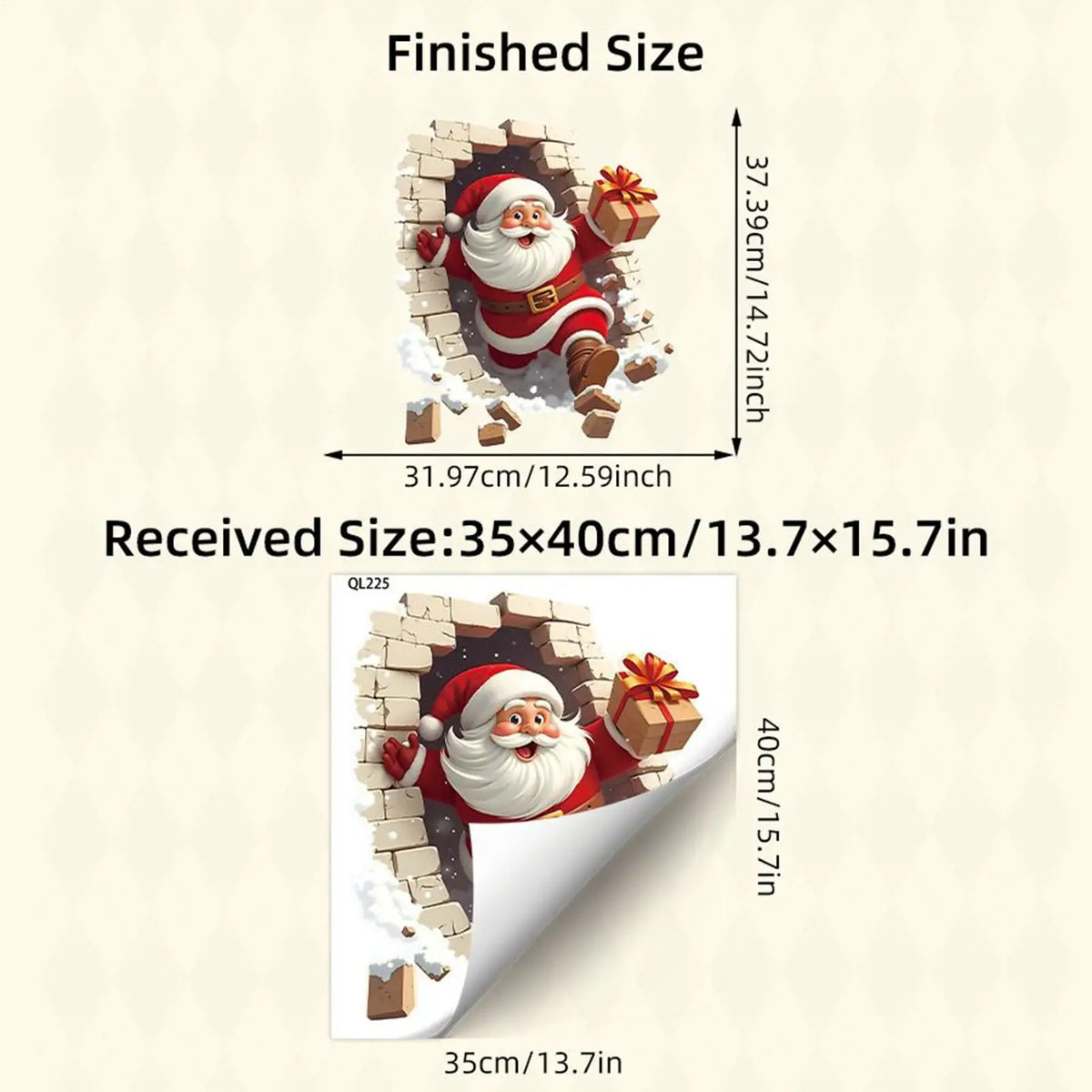 Santa Claus Christmas Wall Decal Holiday Sticker | 35x40cm Christmas Wall Decal Qme