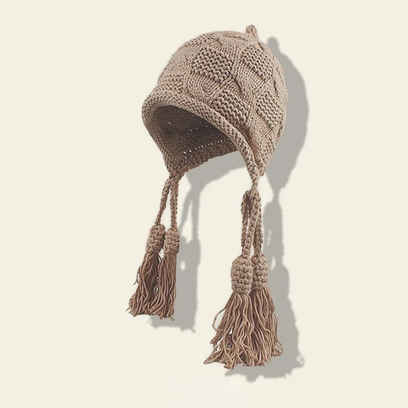 Women's Handmade Knitted Winter Hat – Crochet Ear Warmth Cap Knitted Winter Hat Qst A12