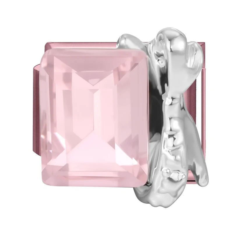 Zircon Bow & Star Italian Charm Links | Stainless Steel DIY