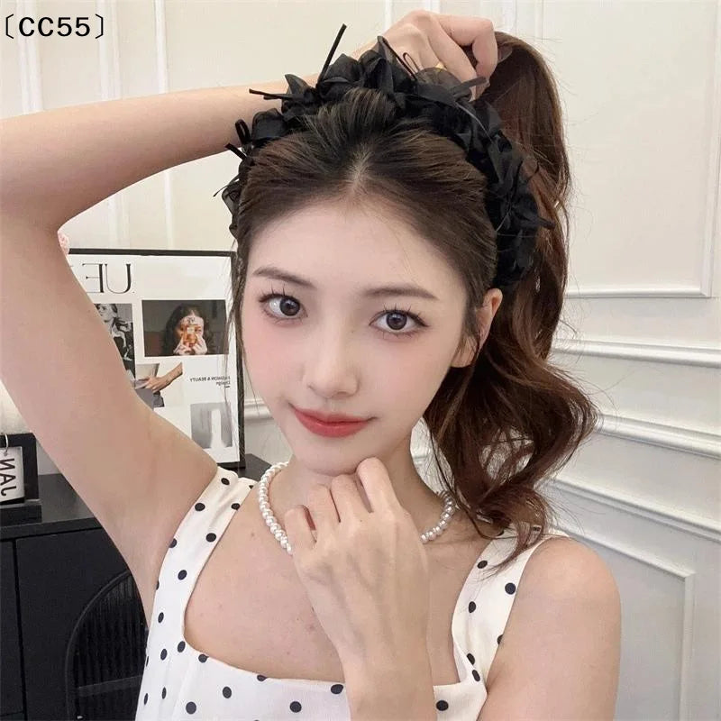 Sweet Mesh Bow Headband – Retro High Crown Comb Hair Clip Hair Bow Headband Qst