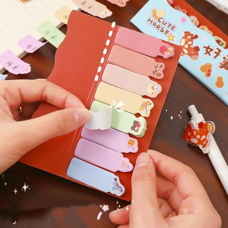 Cute Pony Cartoon Index Sticky Notes – Tearable Paper Tabs Cartoon Sticky Notes Qme