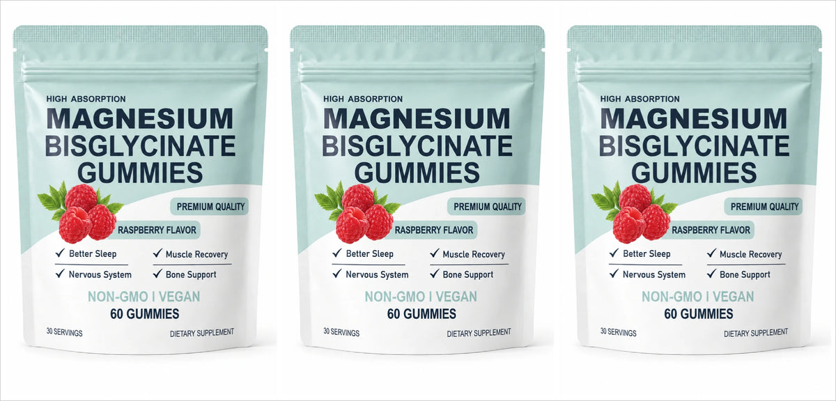 Magnesium Bisglycinate Gummies 400mg Sugar Free Raspberry 60ct Magnesium Supplement Qst 3bags 180capsules